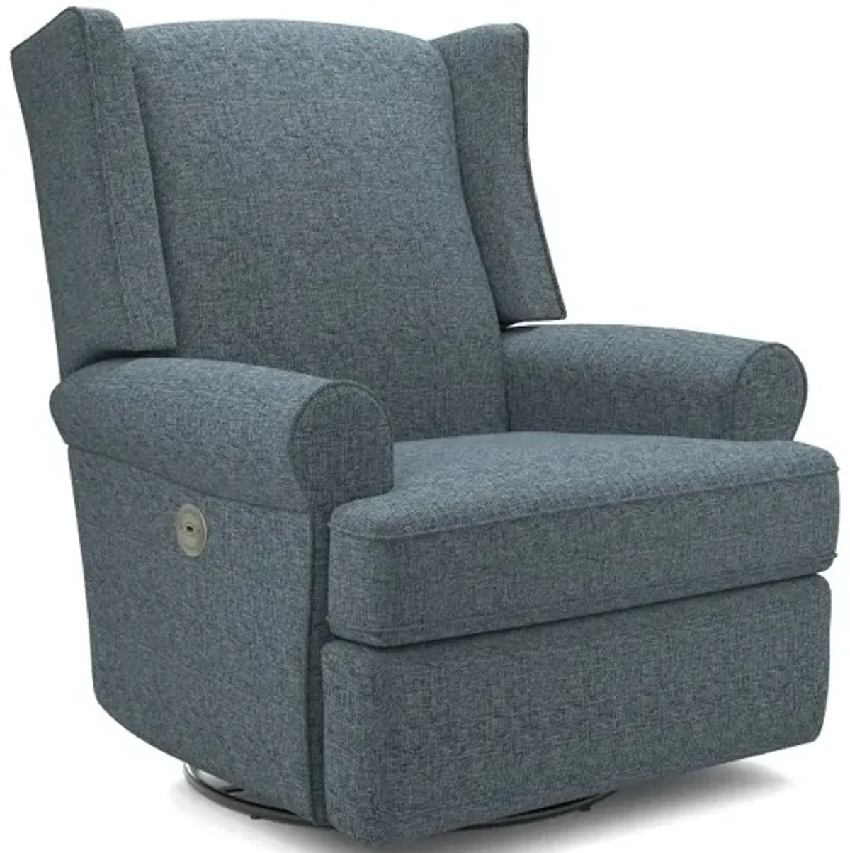 Logan Denim Blue Power Glider Recliner with Swivel