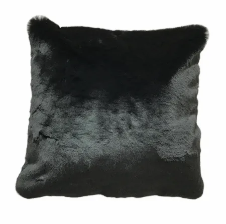 Black Faux Fur Chinchilla Throw Pillow