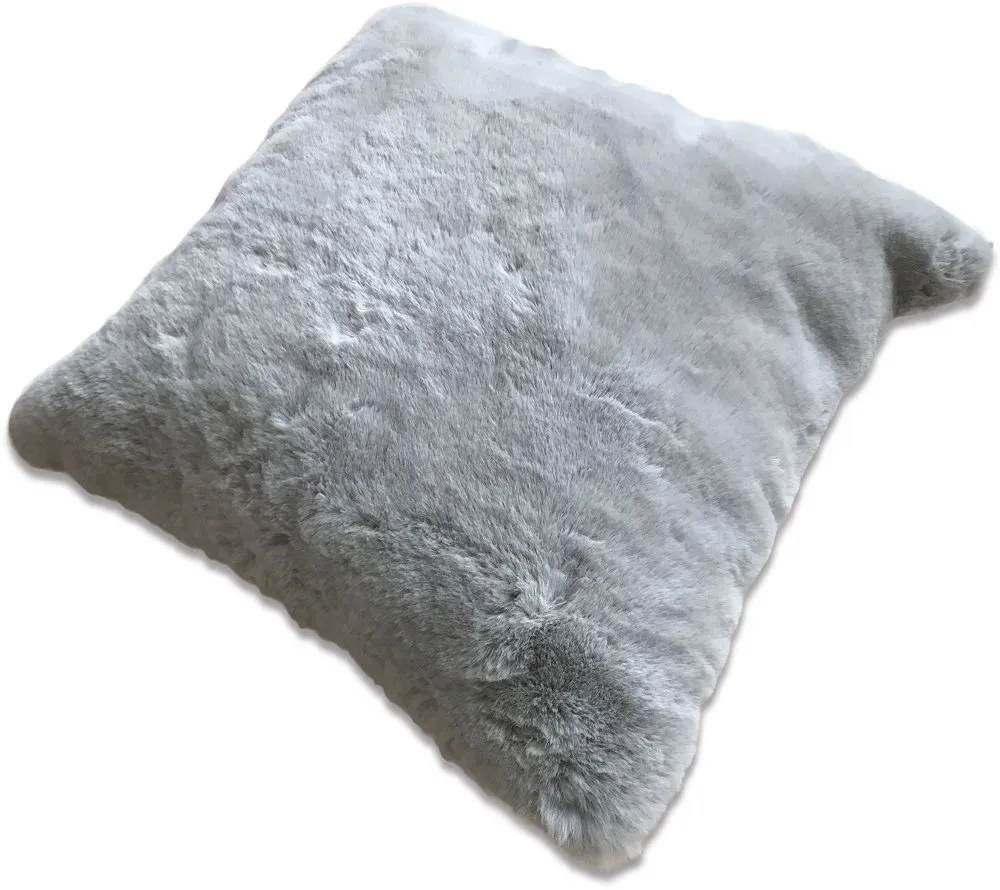 Chinchilla Silver Faux Fur Throw Pillow