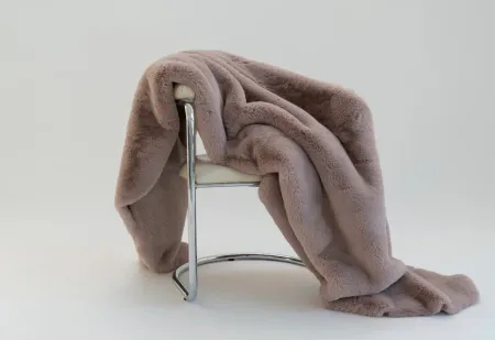 Chinchilla Rose Pink Faux Fur Throw Blanket