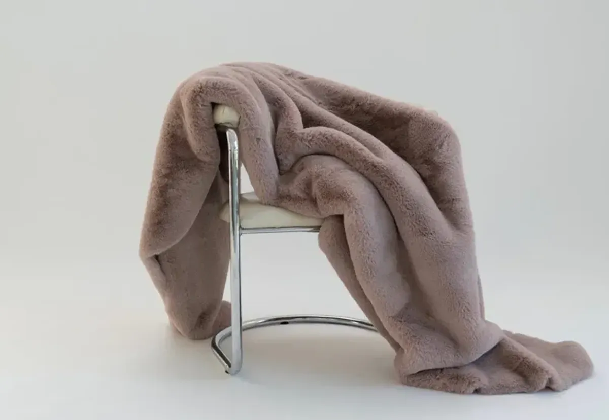 Chinchilla Rose Pink Faux Fur Throw Blanket