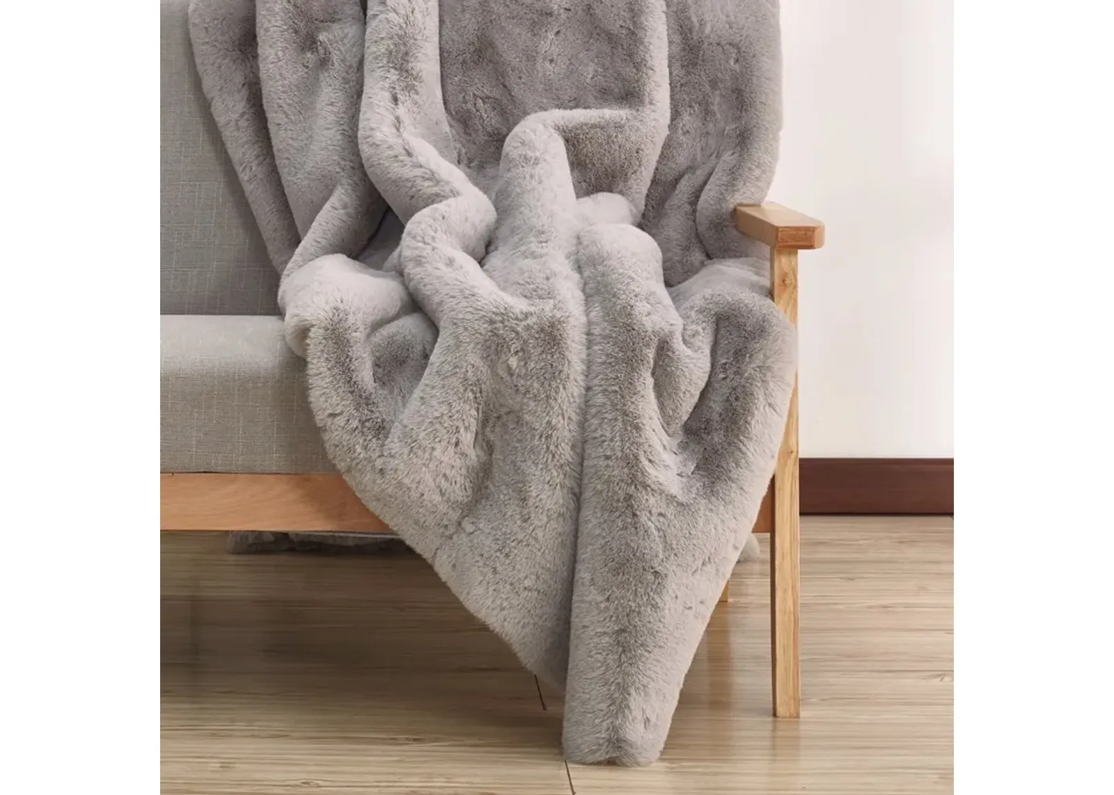 Chinchilla Silver Faux Fur Throw Blanket