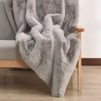 Chinchilla Silver Faux Fur Throw Blanket