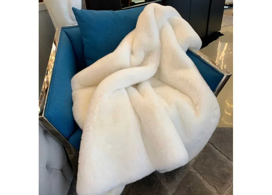 Chinchilla Off White Faux Fur Throw Blanket