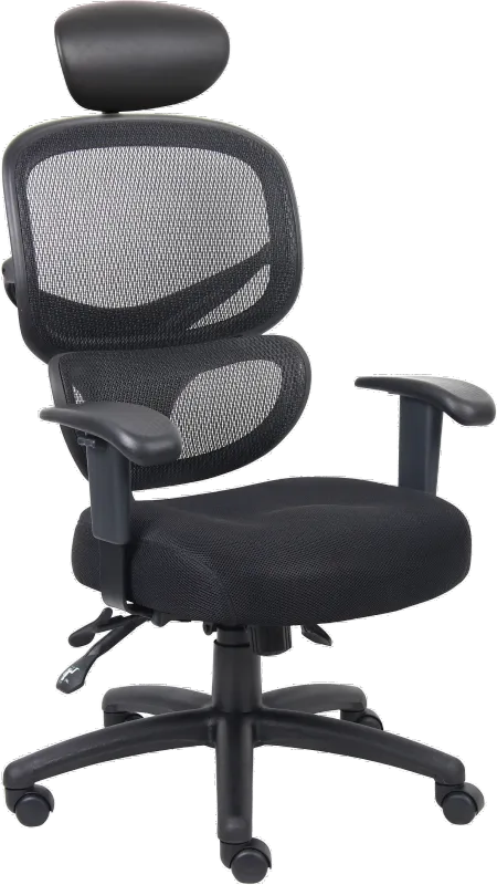 Boss Black Mesh Office Chair with Head Rest