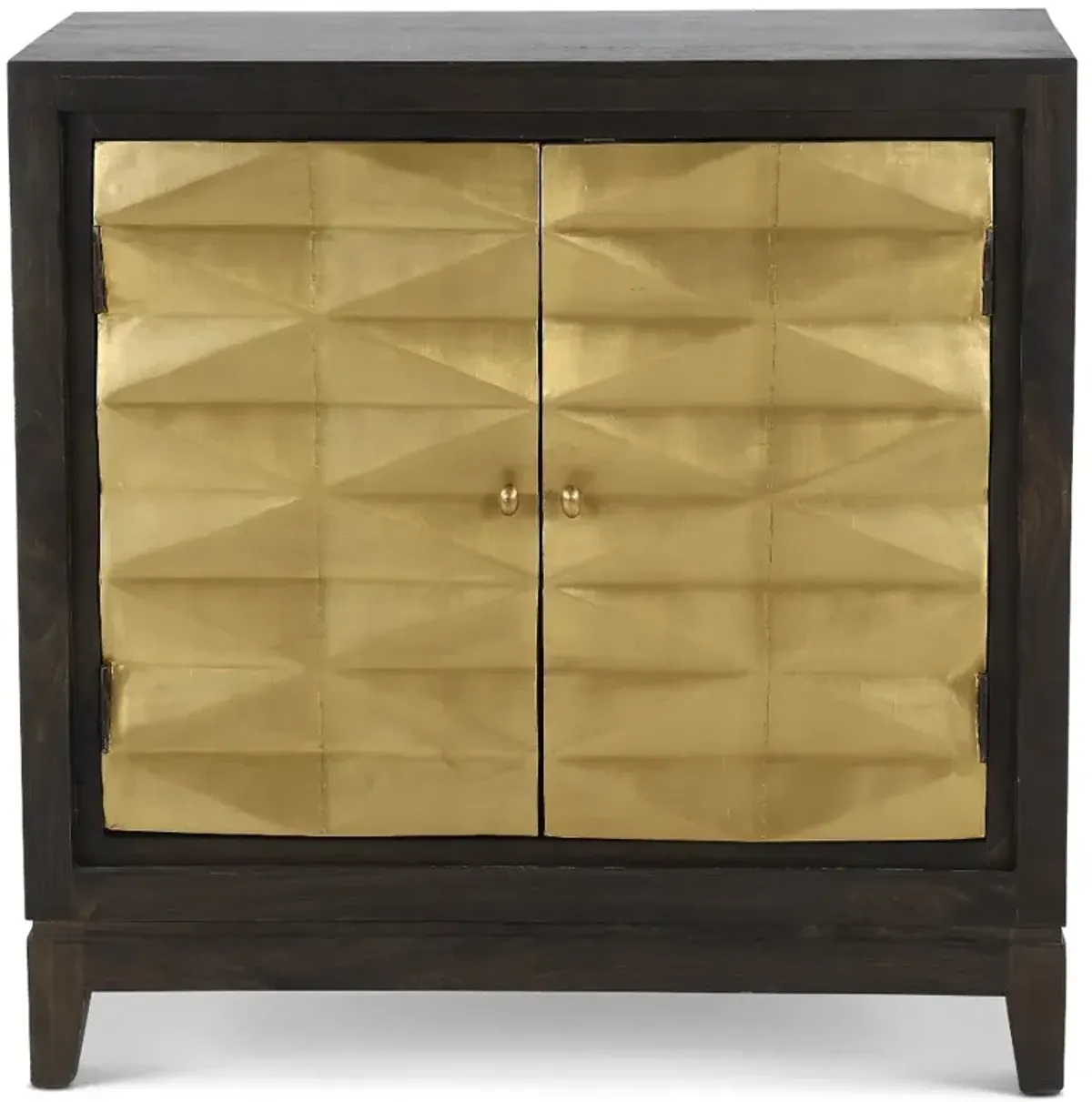 Abshire Dark Brown and Gold 2-Door Cabinet