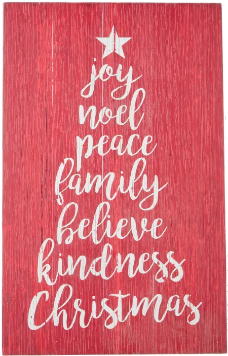Red 28 Inch Words of Christmas Sign