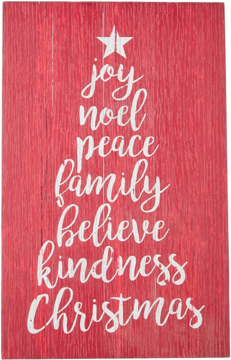 Red 28 Inch Words of Christmas Sign