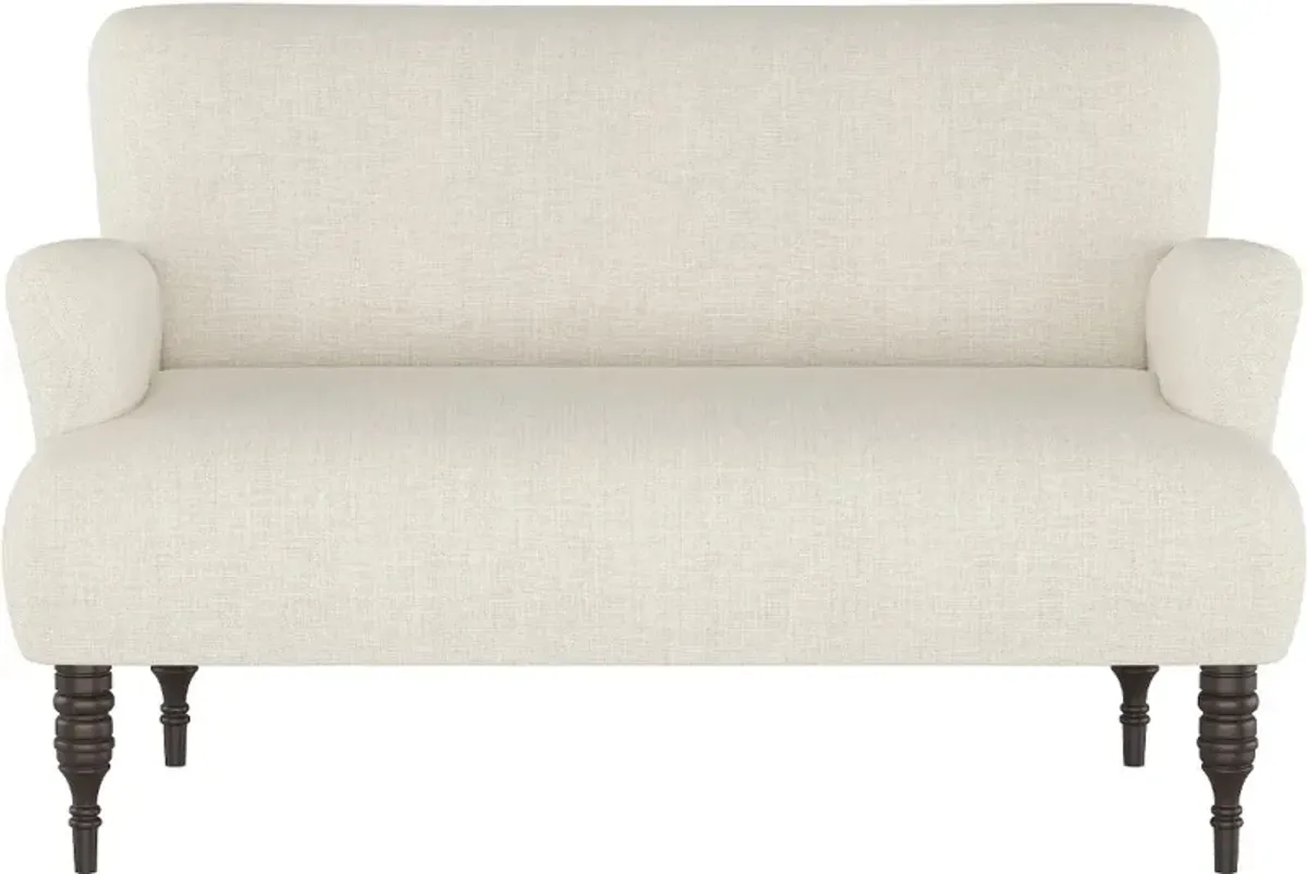 Clara Linen Talc Stone Settee - Skyline Furniture