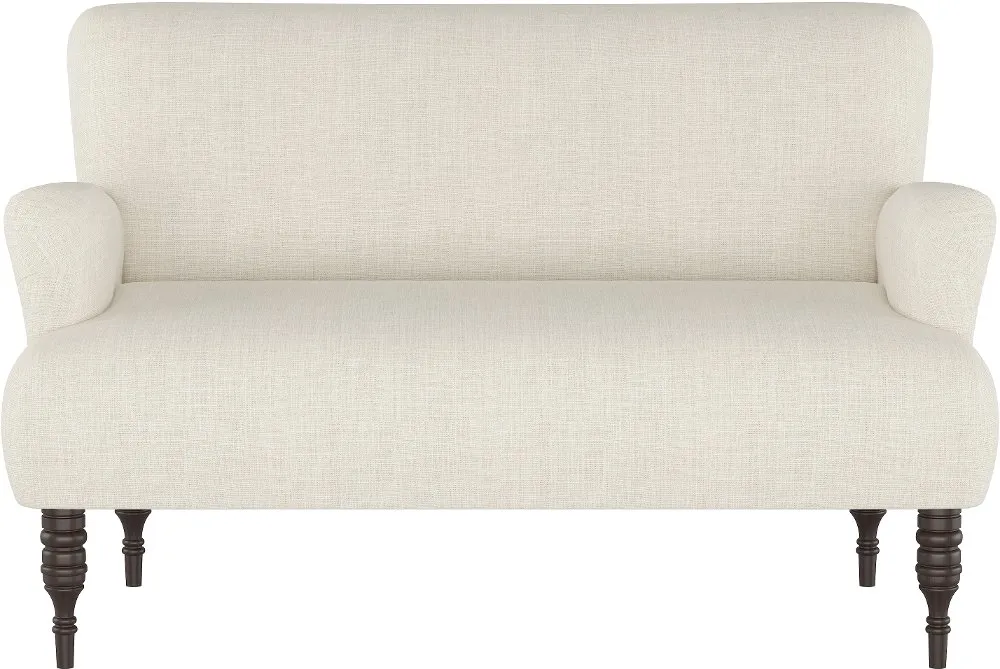 Clara Linen Talc Stone Settee - Skyline Furniture