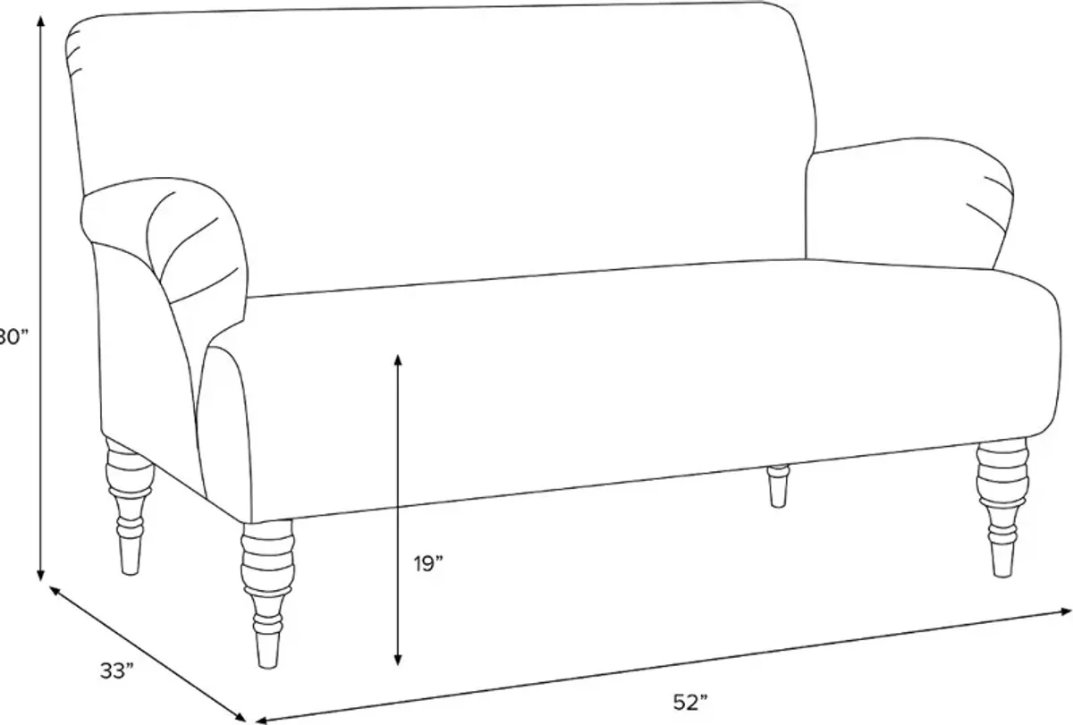 Clara Linen Talc Stone Settee - Skyline Furniture