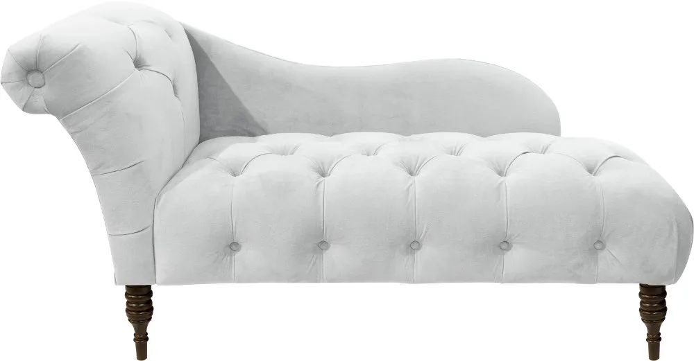 Carmen Velvet White Single Arm Chaise - Skyline Furniture