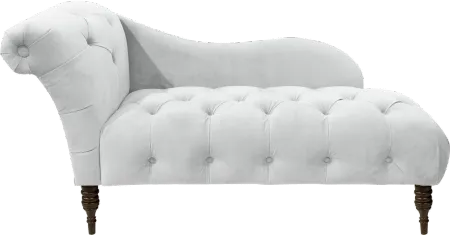Carmen Velvet White Single Arm Chaise - Skyline Furniture