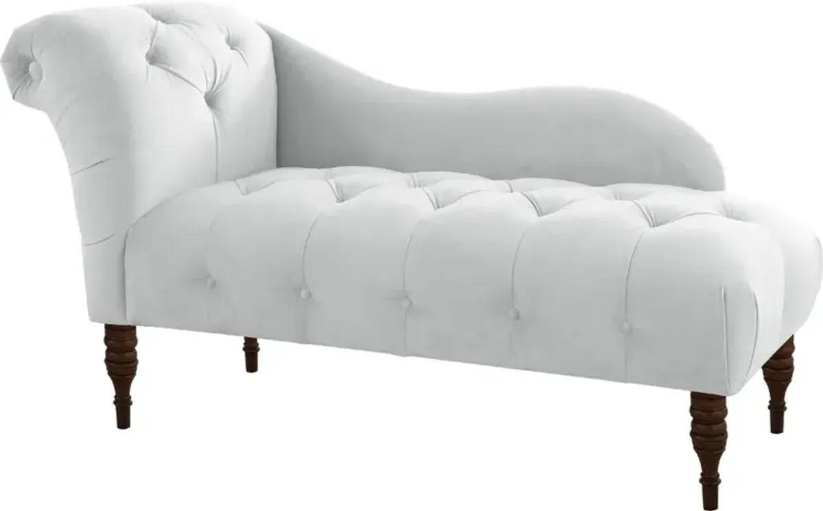 Carmen Velvet White Single Arm Chaise - Skyline Furniture