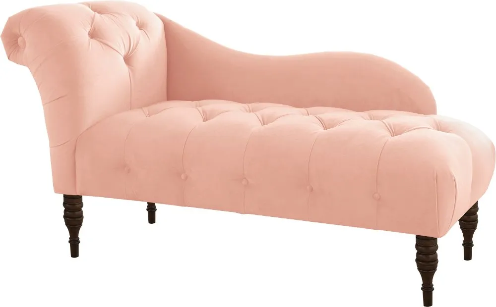 Carmen Velvet Blush Single Arm Chaise - Skyline Furniture