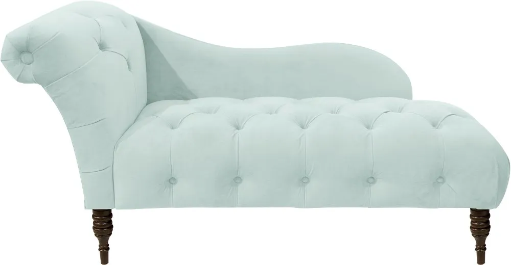 Carmen Velvet Pool Blue Single Arm Chaise - Skyline Furniture