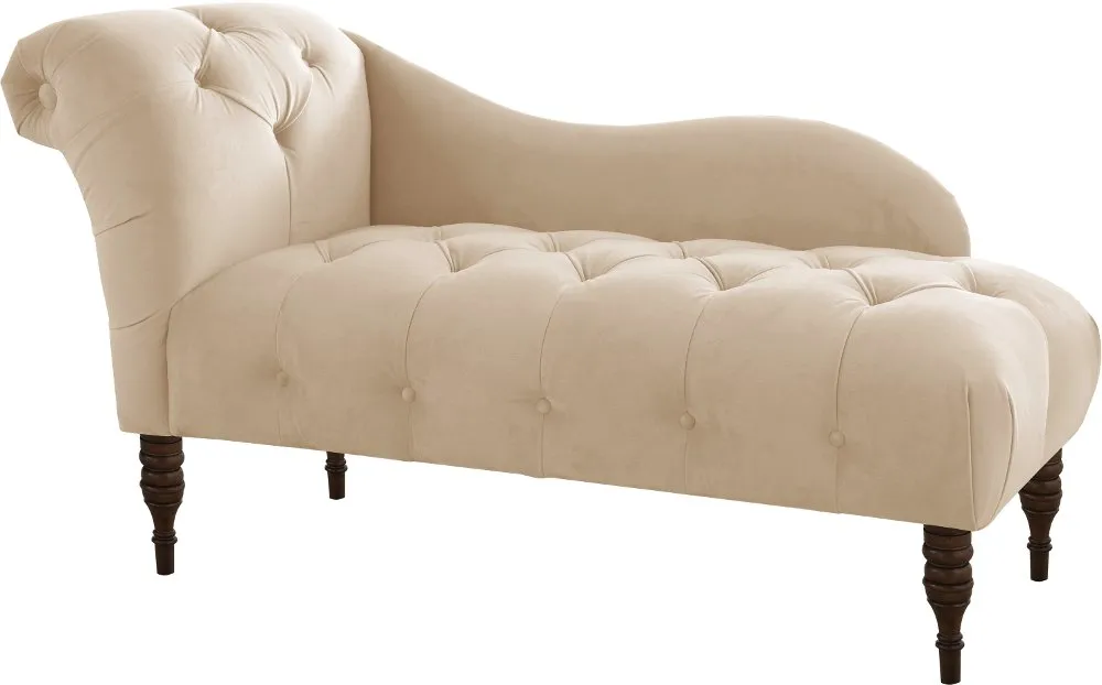 Carmen Velvet Pearl Single Arm Chaise - Skyline Furniture