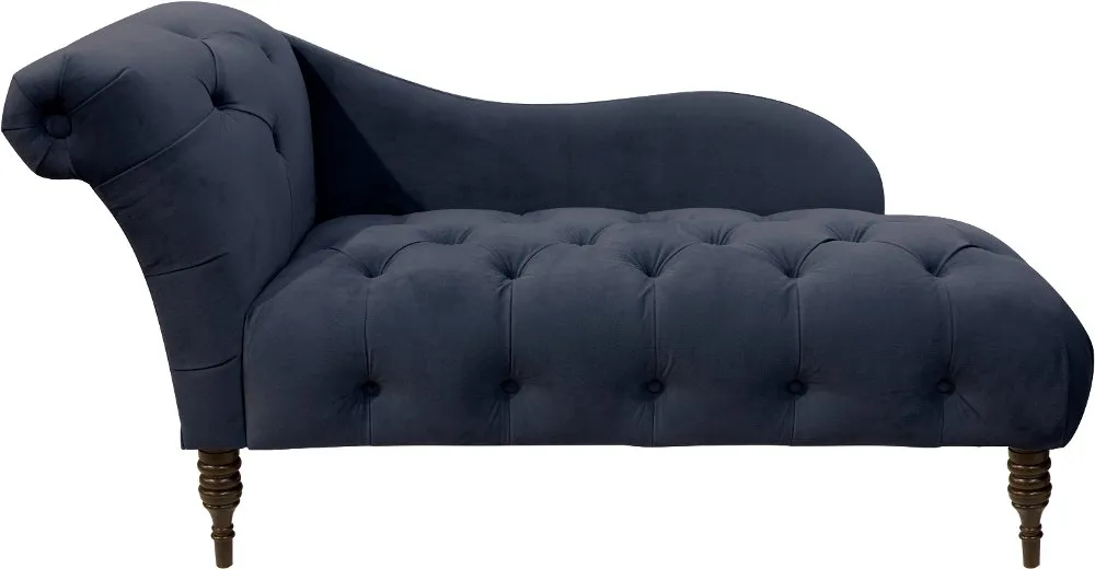 Carmen Velvet Navy Single Arm Chaise - Skyline Furniture