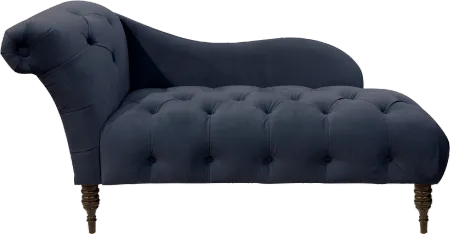 Carmen Velvet Navy Single Arm Chaise - Skyline Furniture