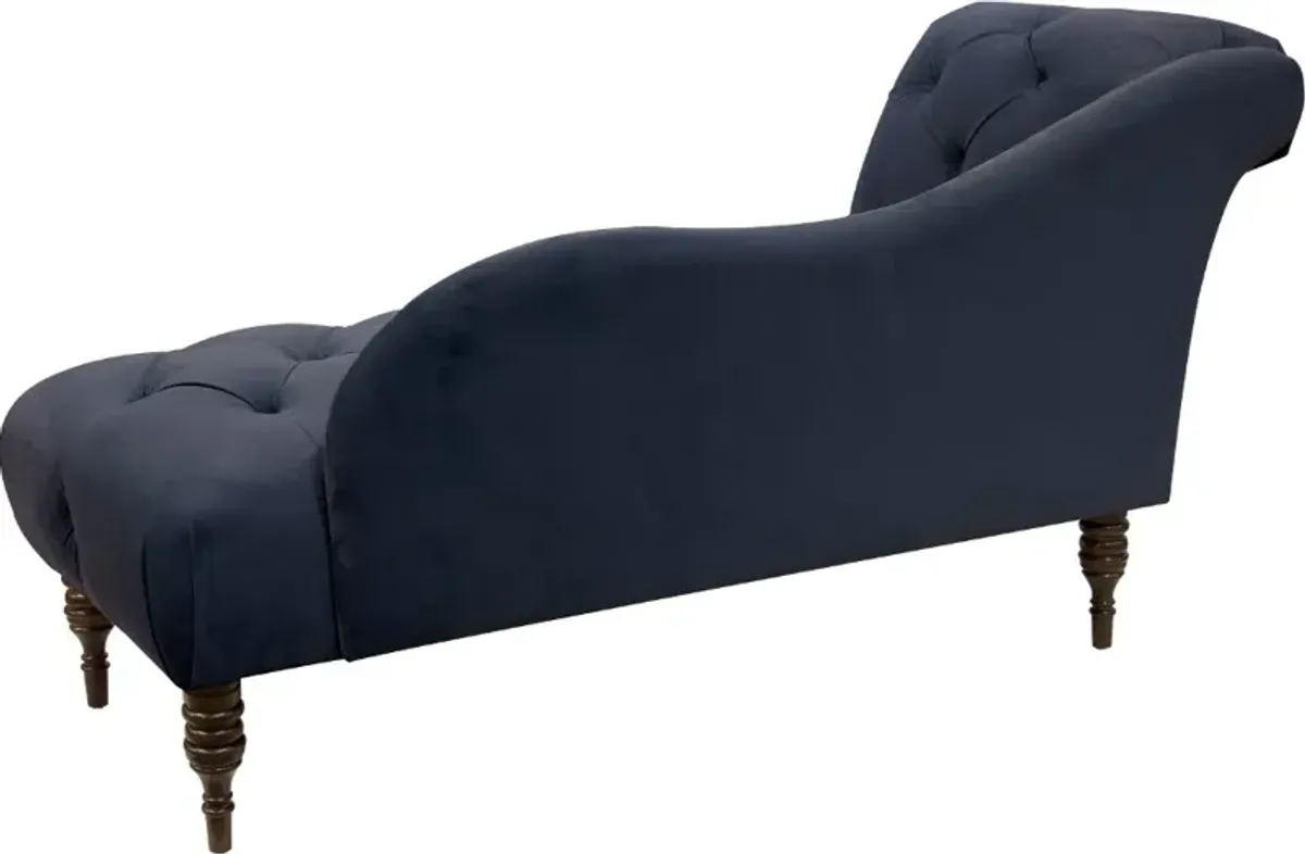 Carmen Velvet Navy Single Arm Chaise - Skyline Furniture