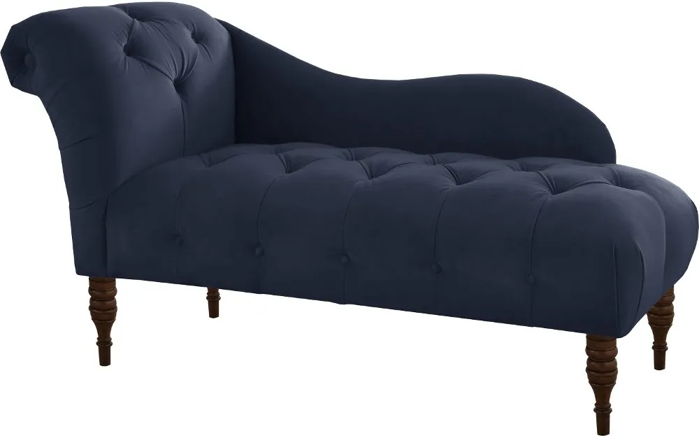 Carmen Velvet Navy Single Arm Chaise - Skyline Furniture