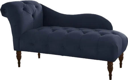 Carmen Velvet Navy Single Arm Chaise - Skyline Furniture