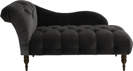Carmen Velvet Black Single Arm Chaise - Skyline Furniture