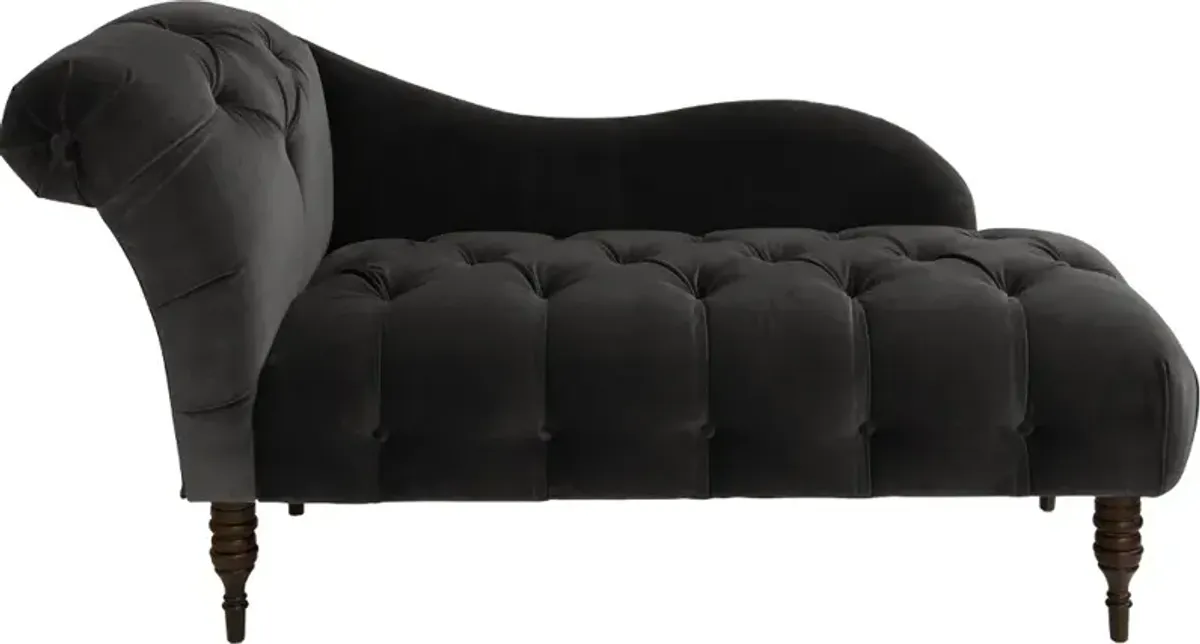 Carmen Velvet Black Single Arm Chaise - Skyline Furniture