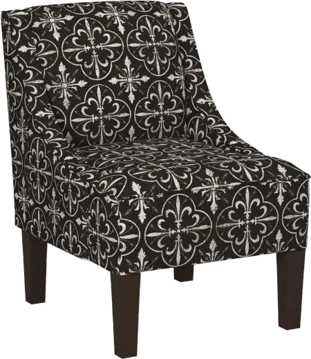 Parker Black Tile Swoop Arm Accent Chair - Skyline Furniture