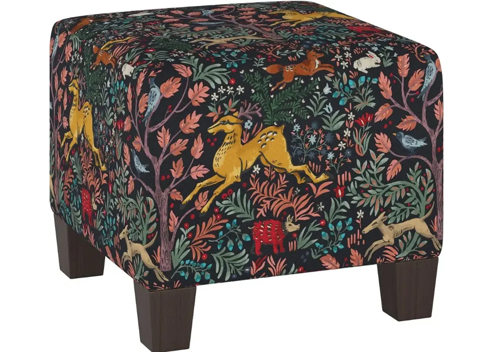 Blaire Navy Frolic Square Ottoman