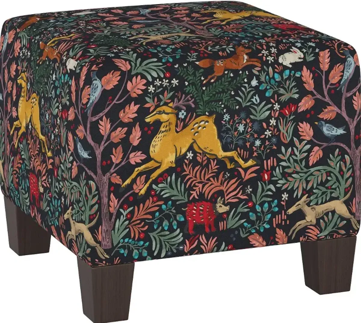 Blaire Navy Woodland Square Ottoman - Skyline Furniture