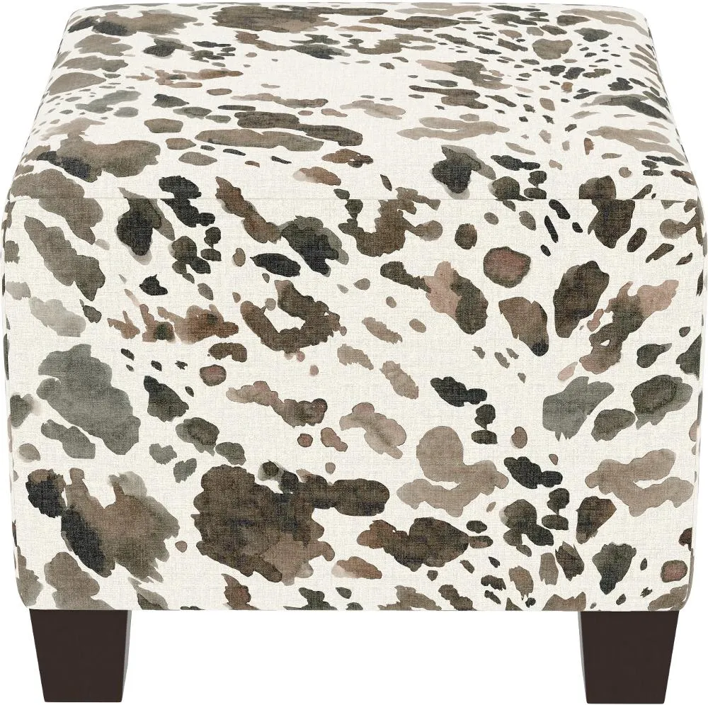 Blaire Light Brown Cow Print Square Ottoman - Skyline Furniture