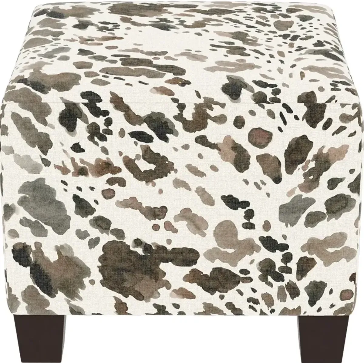 Blaire Light Brown Cow Print Square Ottoman