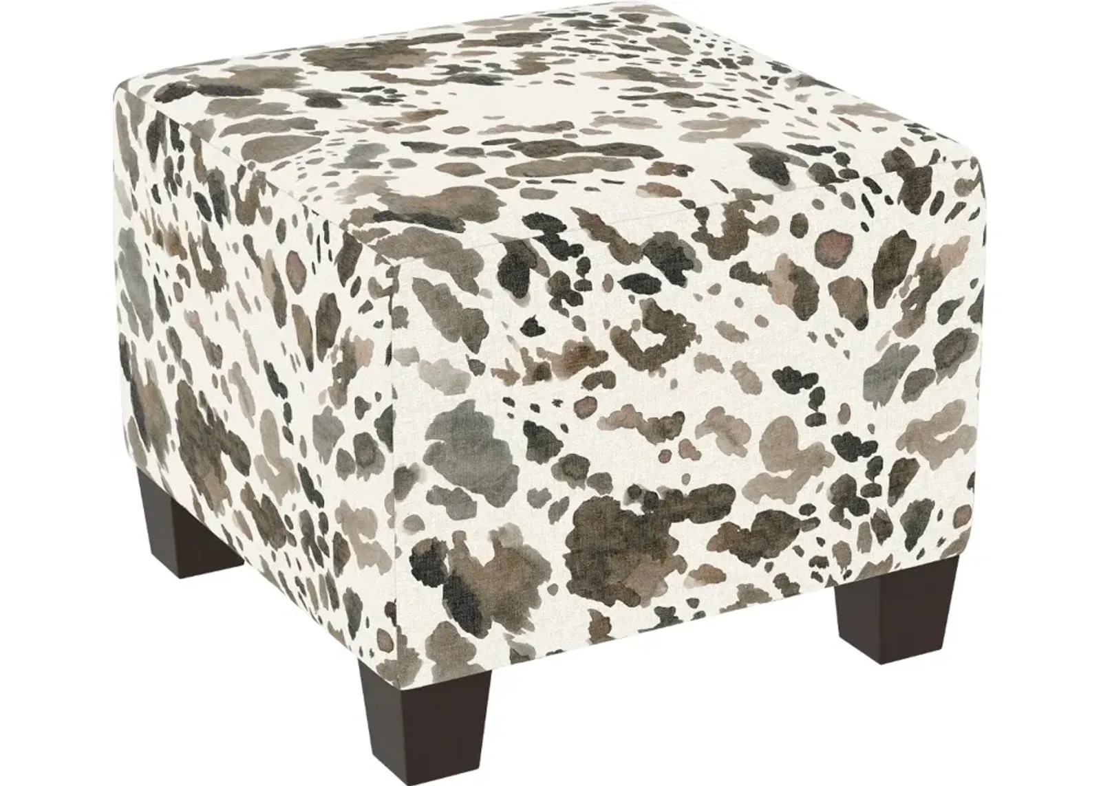 Blaire Light Brown Cow Print Square Ottoman