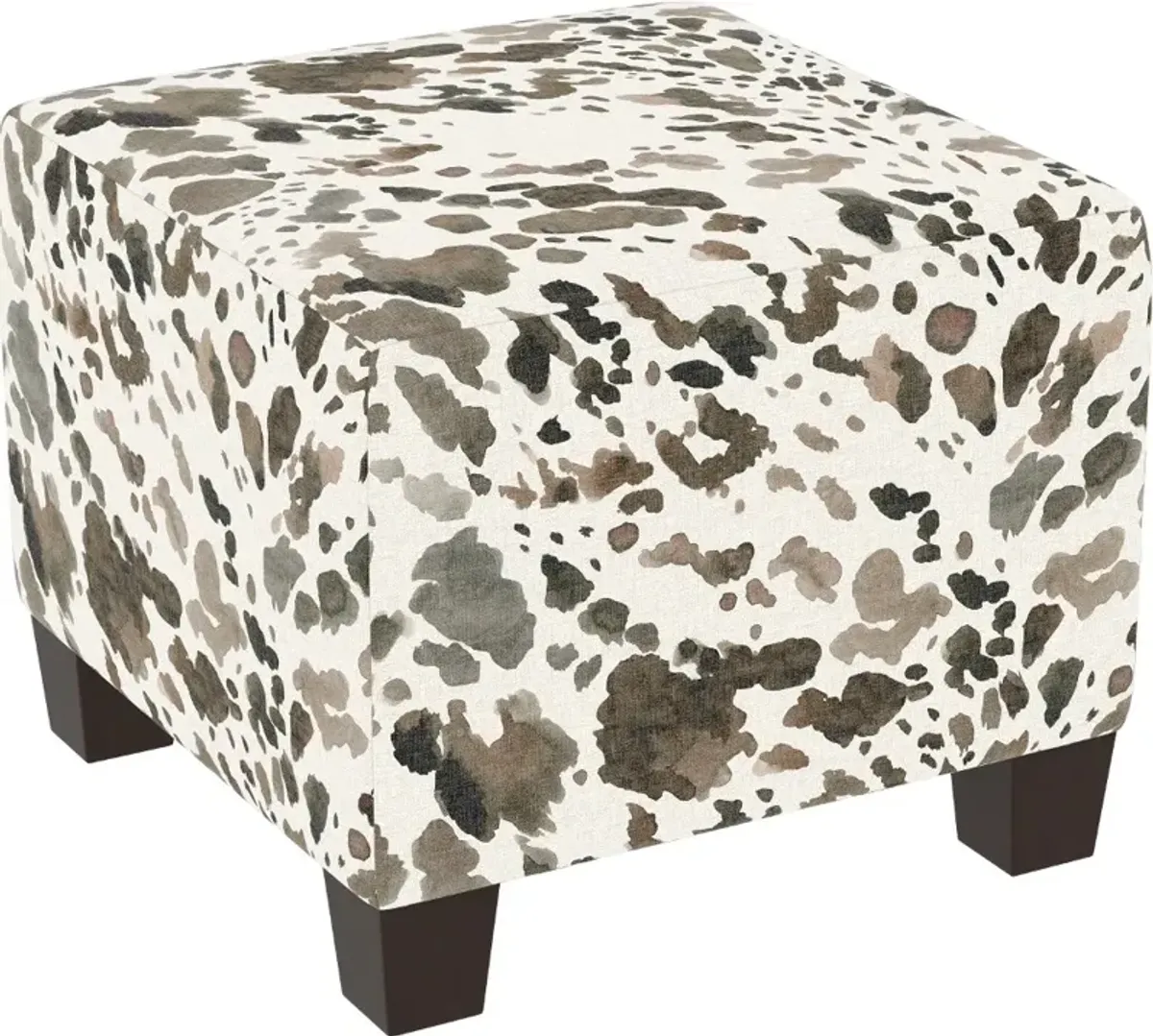 Blaire Light Brown Cow Print Square Ottoman