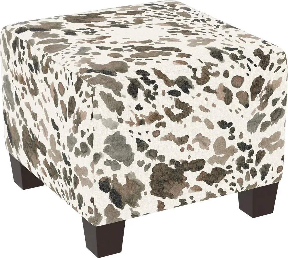 Blaire Light Brown Cow Print Square Ottoman - Skyline Furniture