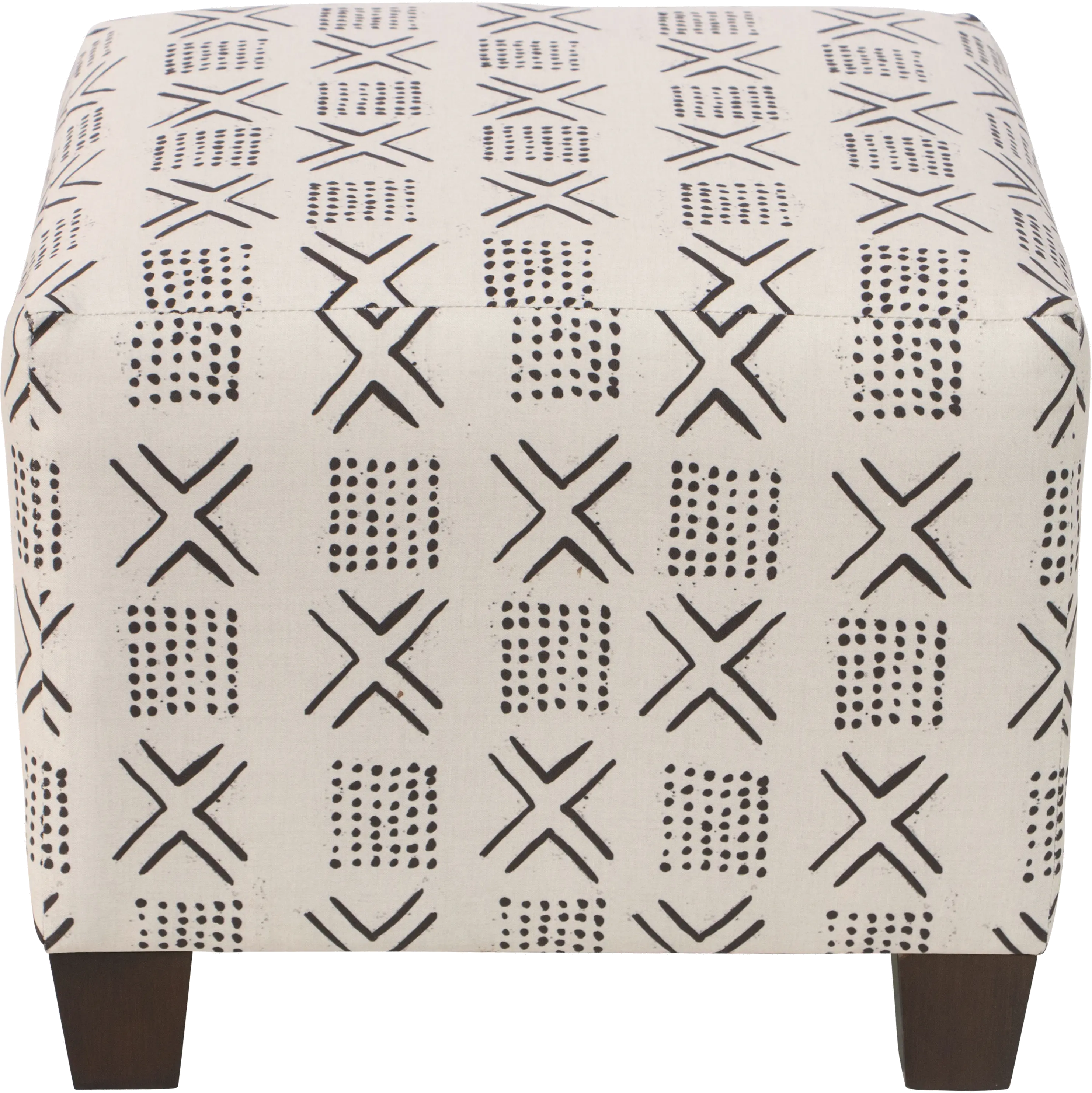 Blaire Cream Geometric Square Ottoman - Skyline Furniture