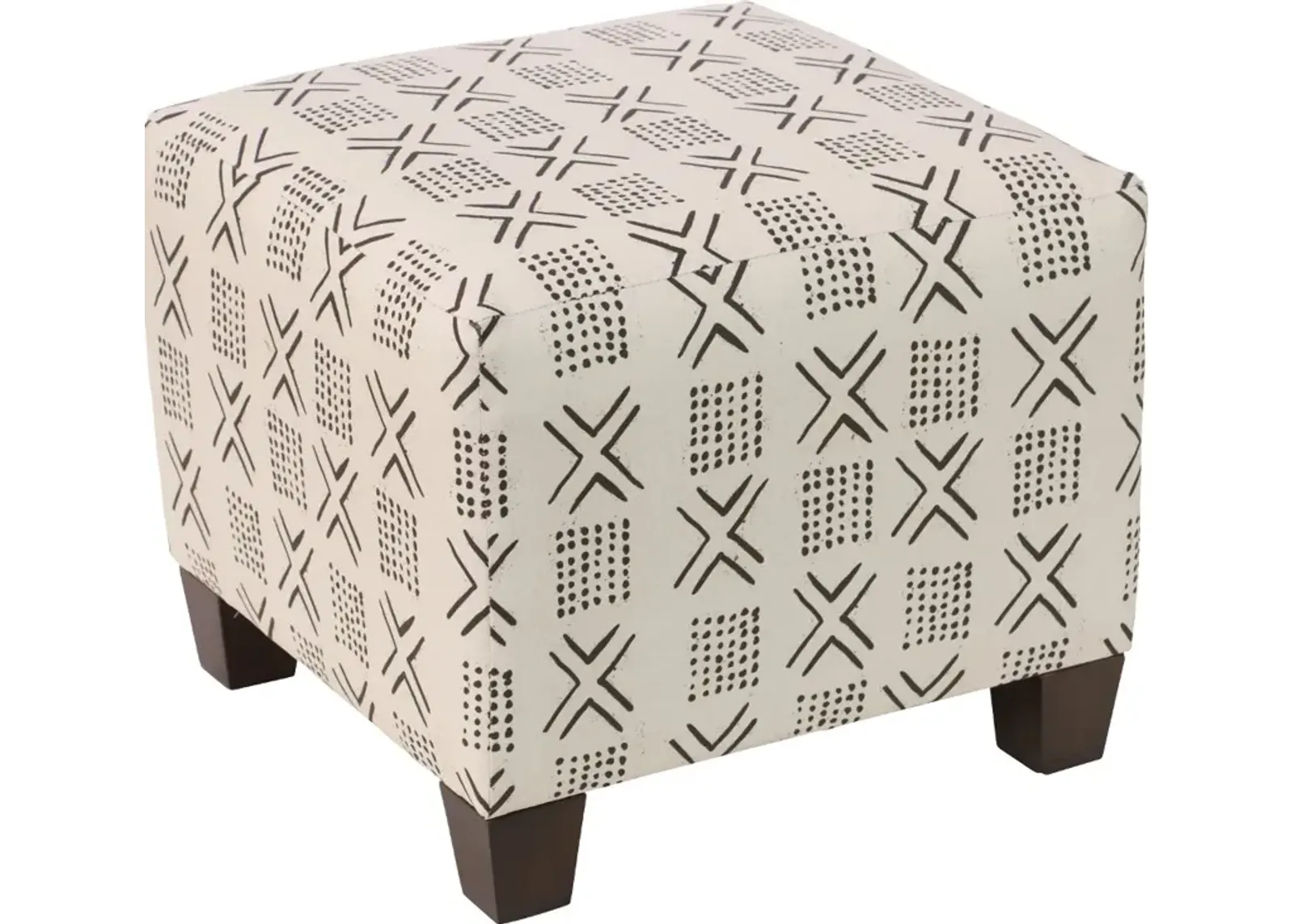 Blaire Cream Geometric Square Ottoman