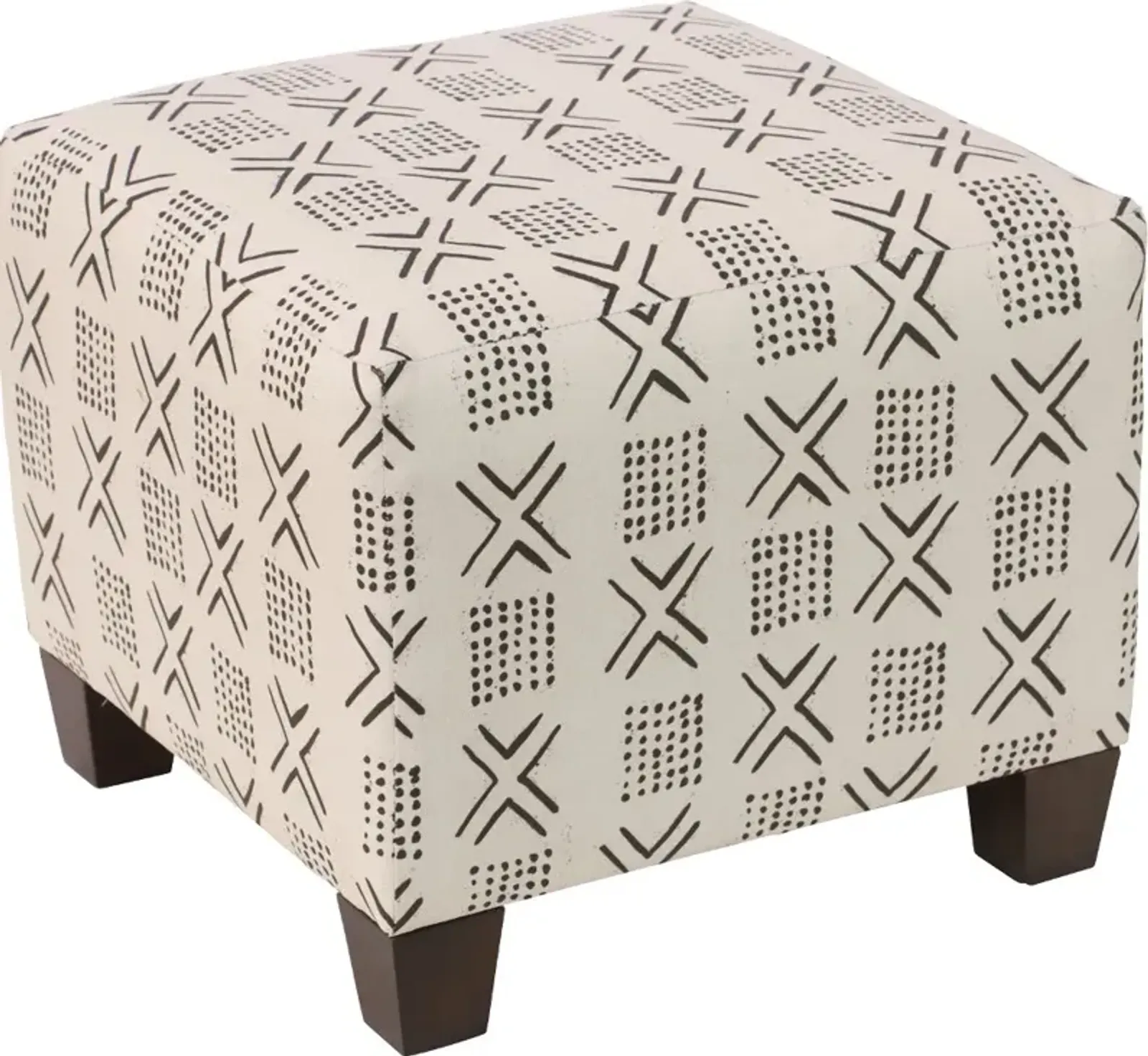 Blaire Cream Geometric Square Ottoman