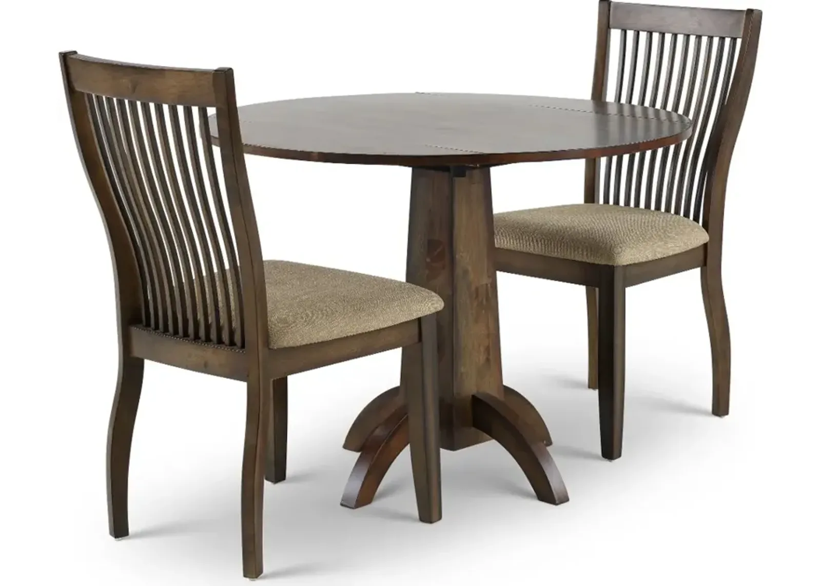 Zoey Mango Wood 3 Piece Dining Room Set with Slat Back Chairs