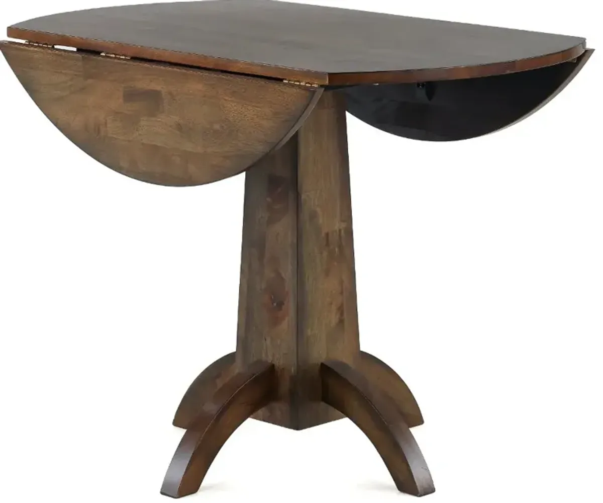 Zoey Natural Brown Round Drop-Leaf Dining Table