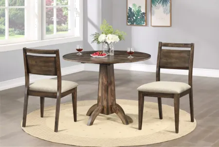 Zoey Natural Brown Round Drop-Leaf Dining Table