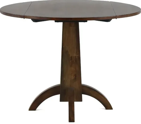 Zoey Natural Brown Round Drop-Leaf Dining Table