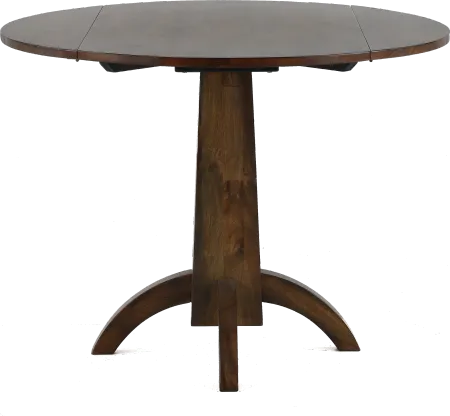 Zoey Natural Brown Round Drop-Leaf Dining Table