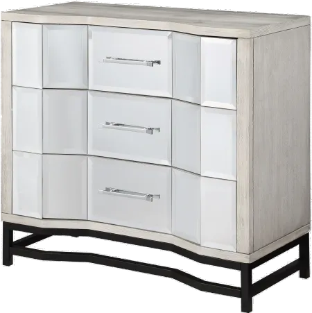 Contemporary White Three Drawer Chest with Dark Metal Base