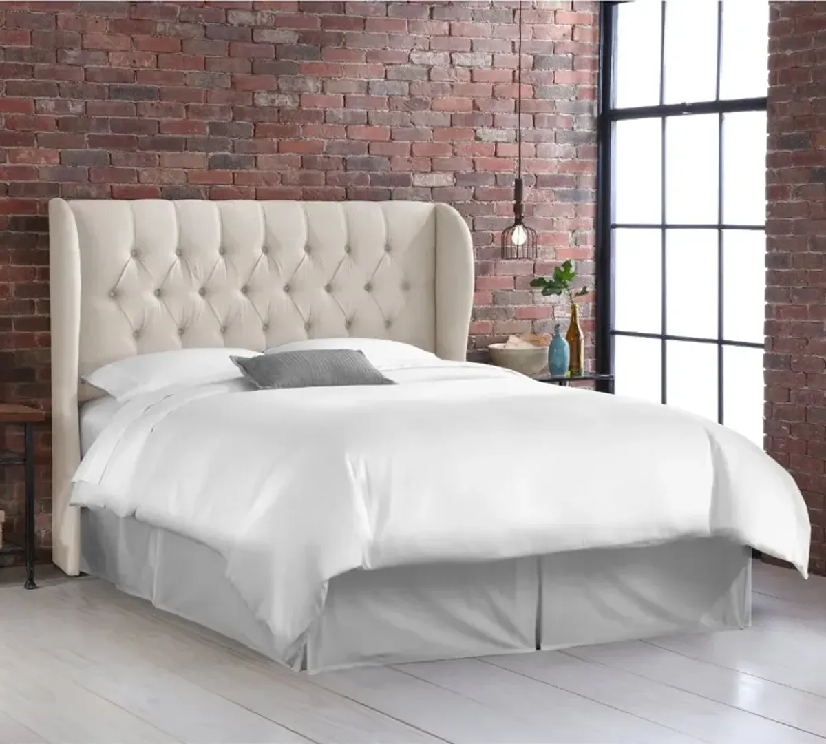 Jaclyn Cream Sloped Wingback King Headboard - Skyline Furniture