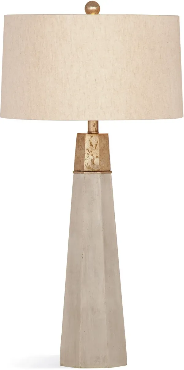 Gold and Cement Table Lamp with Linen Shade - Rowan