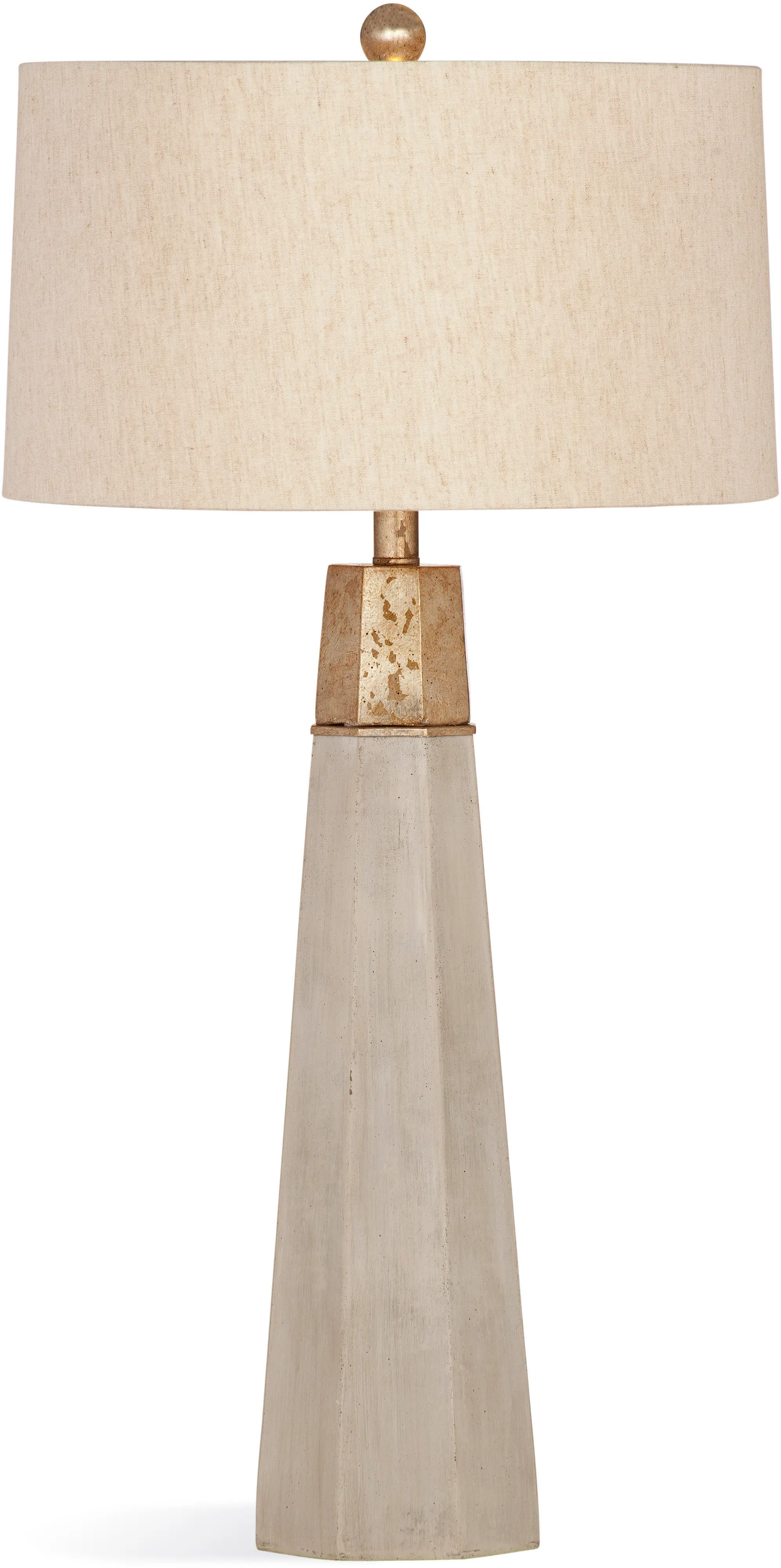 Gold and Cement Table Lamp with Linen Shade - Rowan