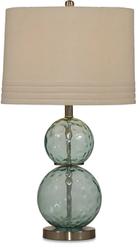 Sea Blue Green Glass Table Lamp with Silver Base