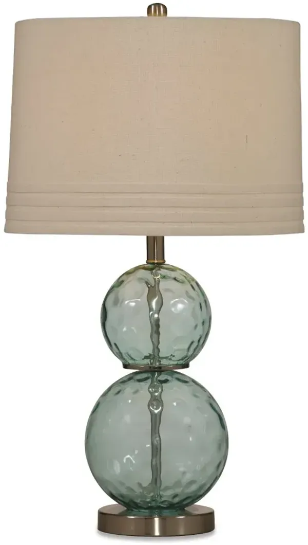 Sea Blue Green Glass Table Lamp with Silver Base